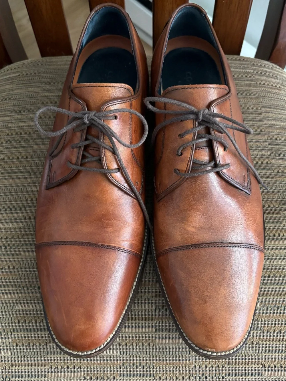 Cole Haan Brown Leather Cap-Toe Derby Shoes